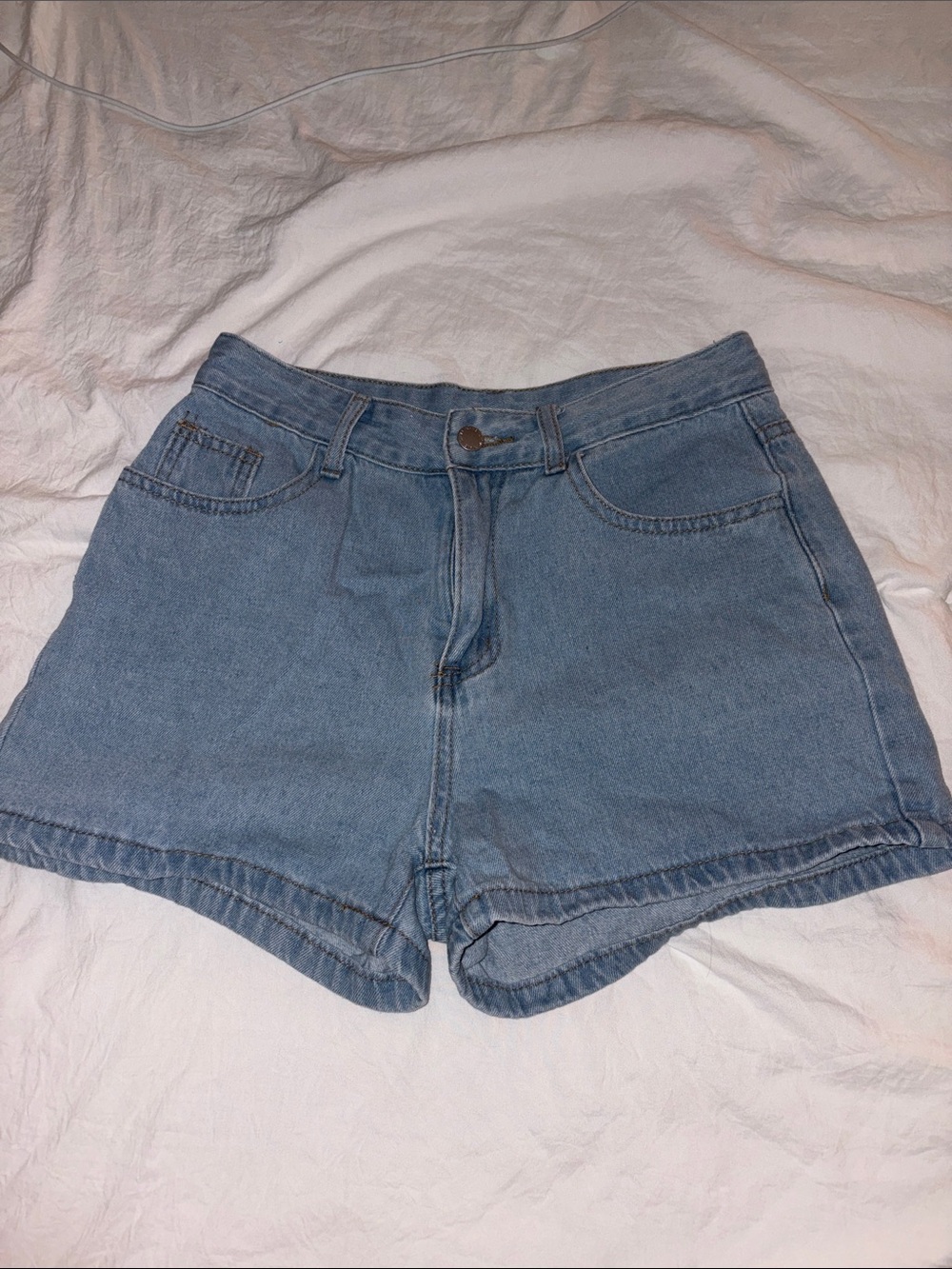 SHEIN Light Blue High-Rise Denim Shorts